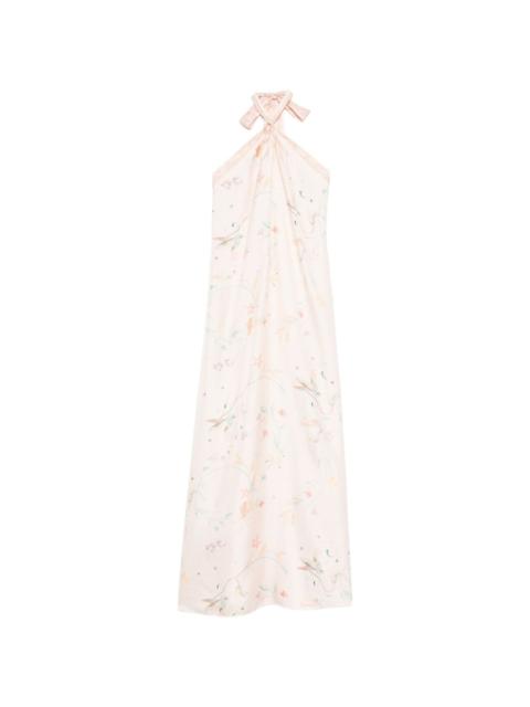 forte_forte tie-neck floral-print maxi dress