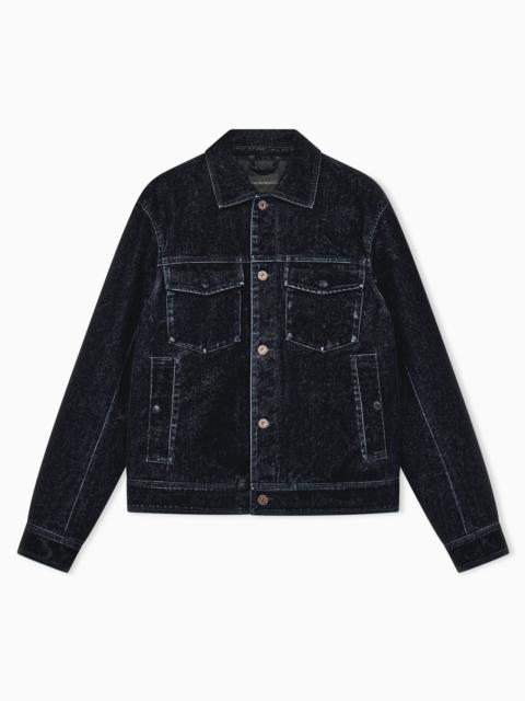 EMPORIO ARMANI FLOCKED DENIM JACKET SIGNATURE CAPSULE