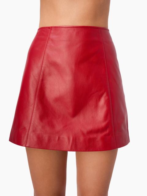 CAMI NYC CILLIAN GENUINE LEATHER MINI SKIRT POPPY