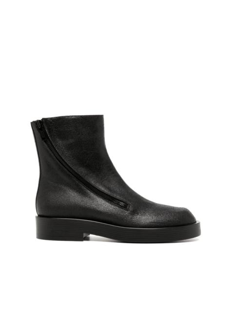 zip-up leather ankle boots