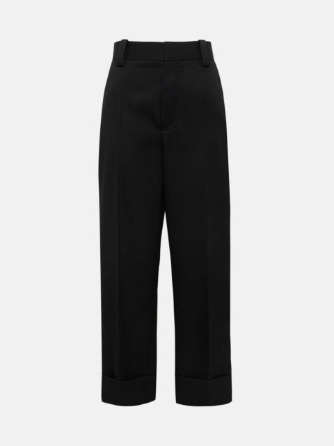 Mid-rise cropped wool wide-leg pants