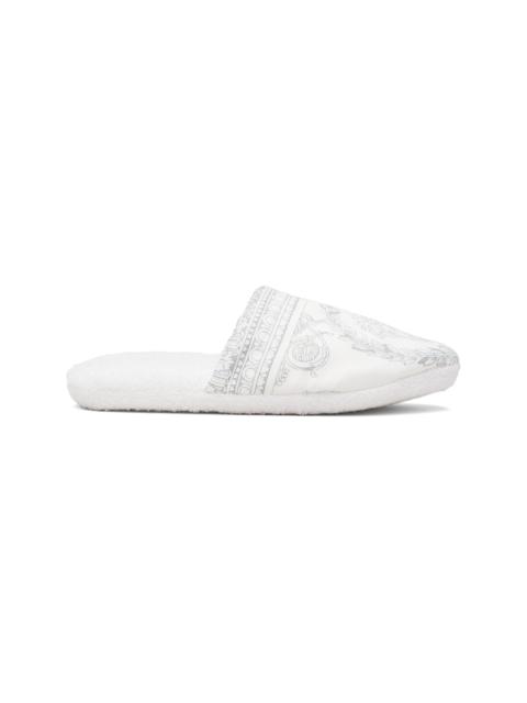 VERSACE White 'I Heart Baroque' Slippers