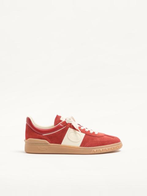 Valentino UPVILLAGE LOW TOP TRAINER IN SPLIT LEATHER AND CALFSKIN NAPPA LEATHER