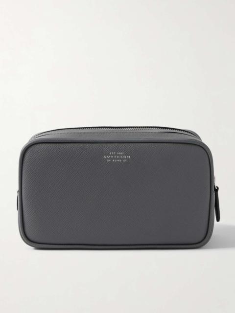 Panama textured-leather cosmetics case