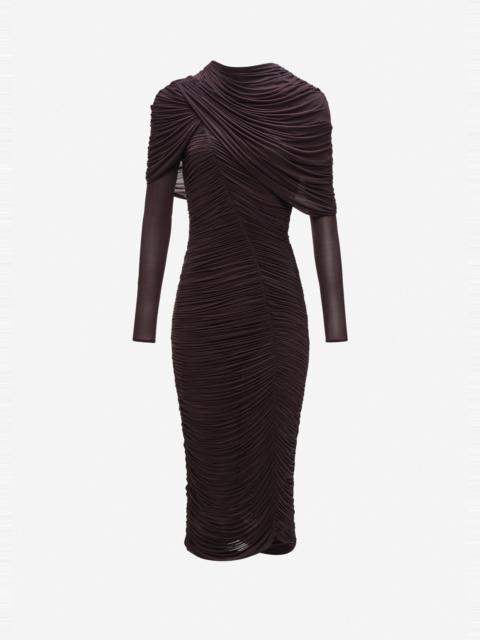 MAGDA BUTRYM Draped cape midi dress in burgundy