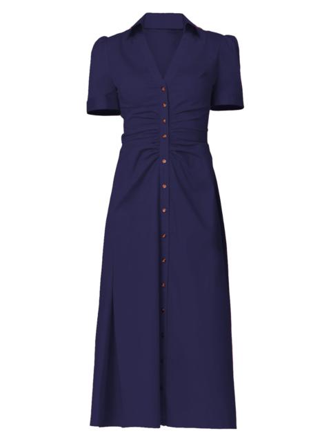 Shoshanna Women's Barnet Gathered Waist Midi-Dress - Navy