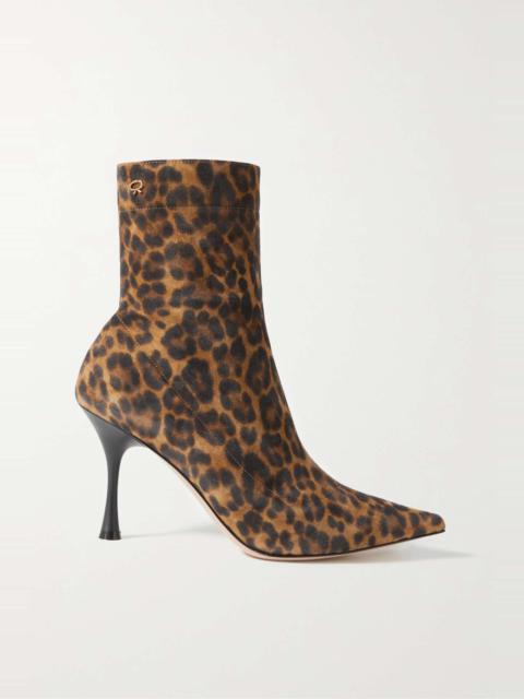 85 leopard-print suede ankle boots