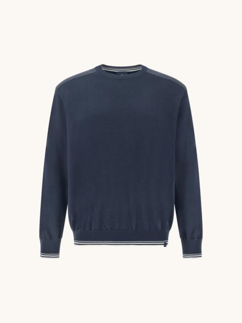Paul & Shark CREW‑NECK SWEATER IN PIUMA COTTON WITH TECHNICAL FABRIC DETAILS