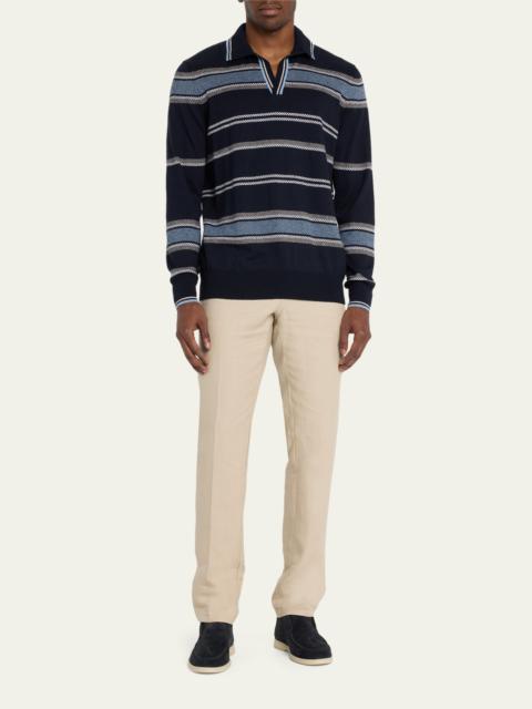 Men's Avaika Silk Stripe Polo Sweater