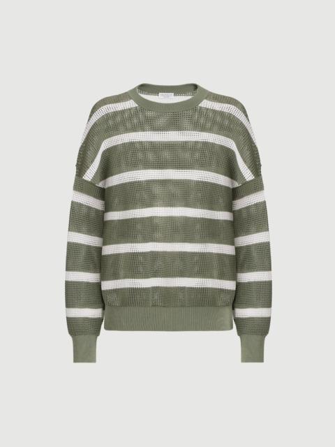 Brunello Cucinelli Cotton net striped sweater
