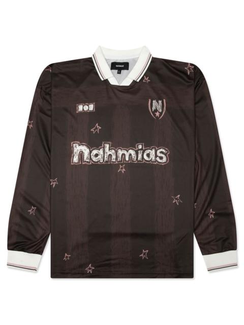 NAHMIAS SCRIBBLE LONG SLEEVE SOCCER JERSEY - BROWN