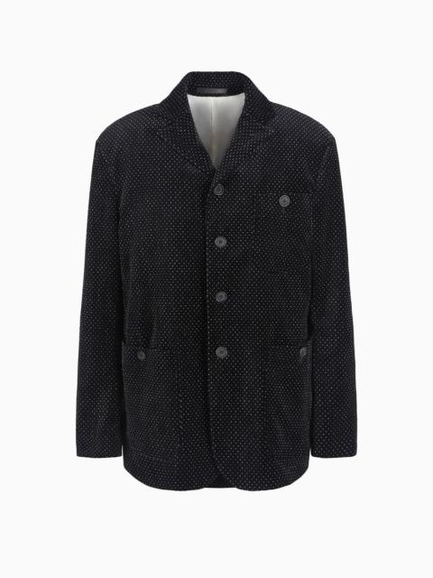 GIORGIO ARMANI Single-breasted jacket in seersucker velvet with a polka-dot motif