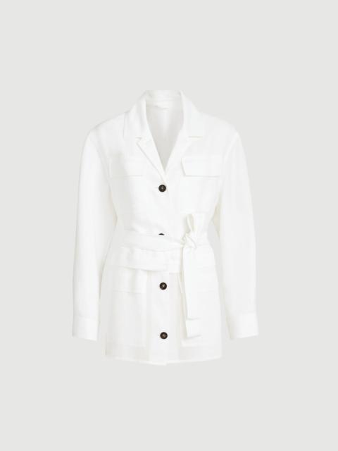 Brunello Cucinelli Viscose and linen fluid twill safari jacket with monili