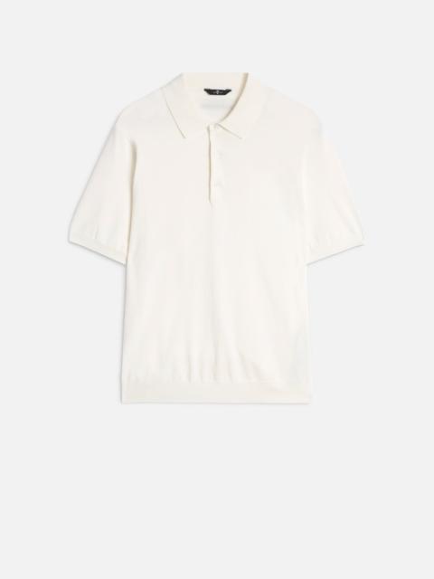 7 For All Mankind Short Sleeve Polo Sweater in Off White