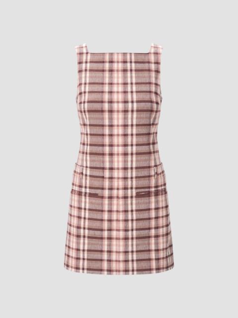 STAUD Women's Shea Plais Linen-Blend Mini Dress - Tuscany Plaid