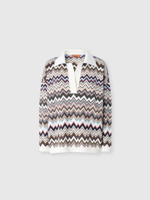 Missoni Oversized wool and viscose zig zag polo