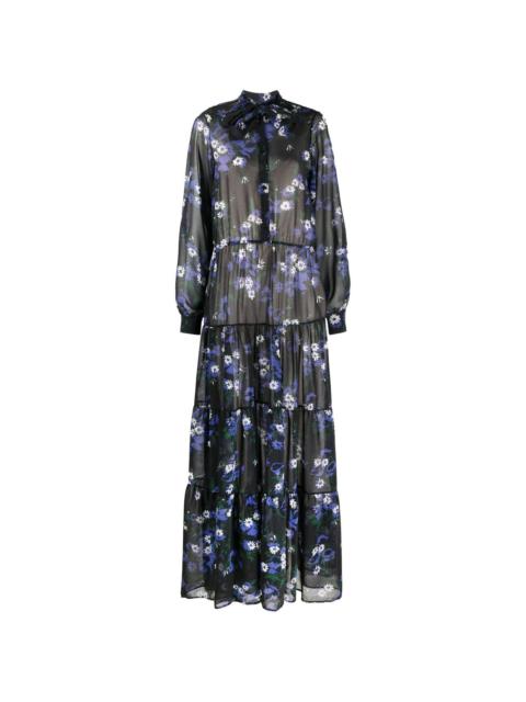 Anemone-print long-sleeve dress
