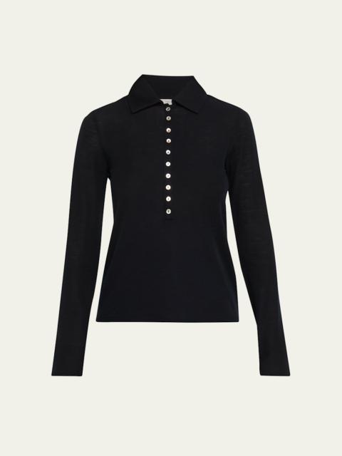 Vince Long-Sleeve Fine Wool Buttoned Top