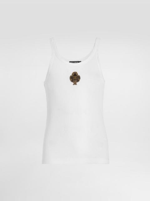 Dolce & Gabbana Ribbed jersey tank top with patch