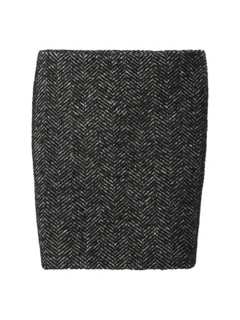 herringbone wool pencil skirt
