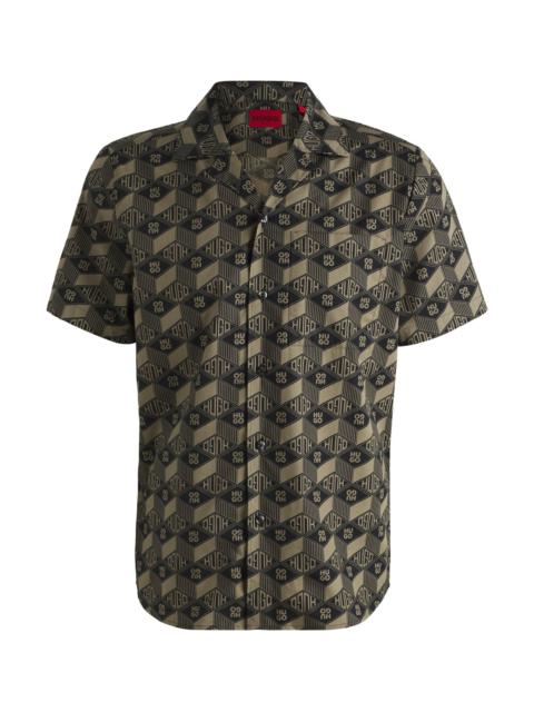 HUGO RELAXED-FIT SHIRT IN COTTON WITH GEOMETRIC-LOGO PRINT