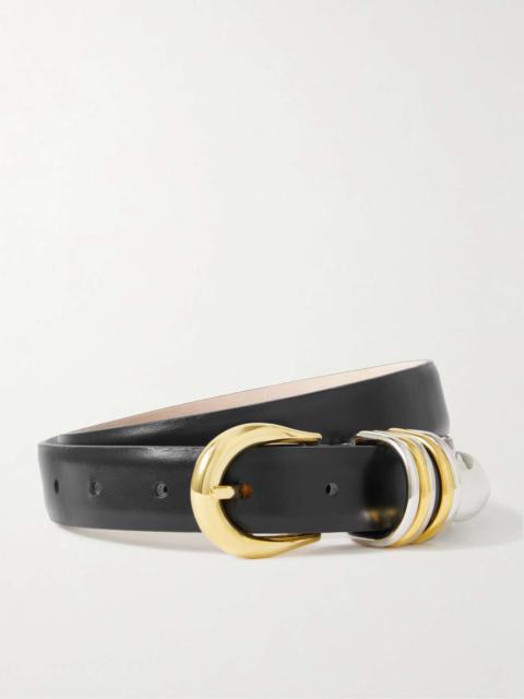 Hollyhock embellished leather belt Black