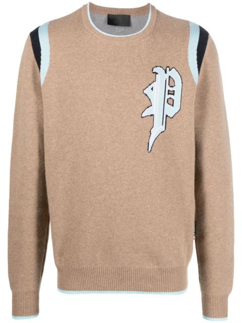 PHILIPP PLEIN intarsia-knit logo knitted sweatshirt