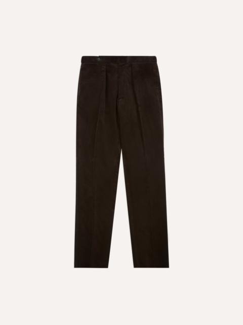 Drake's Brown Mid-Wale Corduroy Single Pleat Trouser