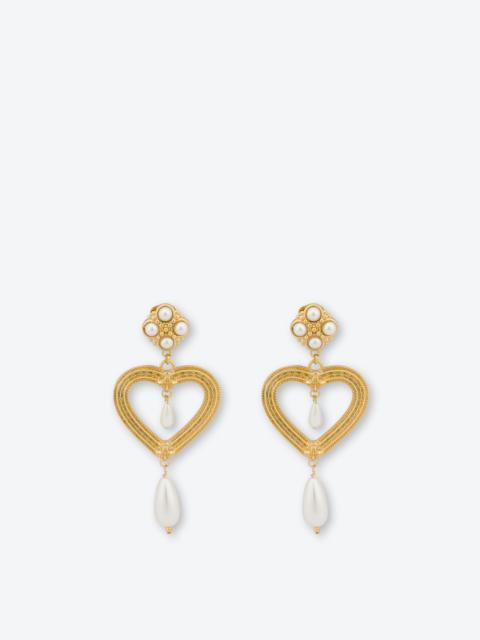 Moschino HEART DROP EARRINGS WITH PEARLS