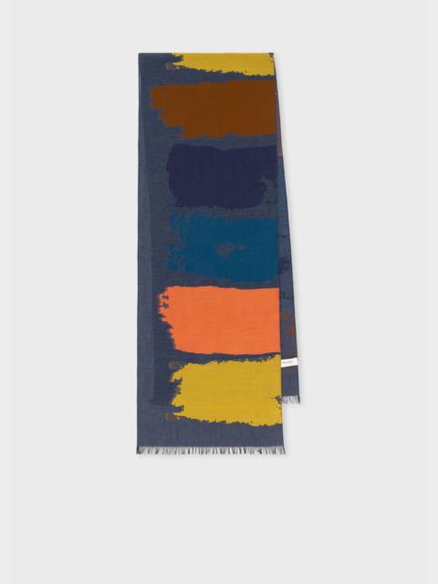 Paul Smith Navy 'Painted Stripe' Cotton-Blend Scarf