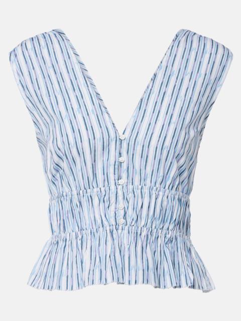 velvet Verena striped cotton-blend top