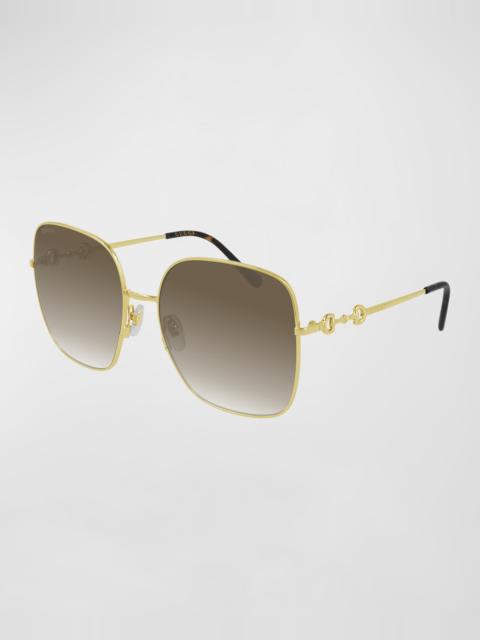 GUCCI Oversized Square Metal Sunglasses
