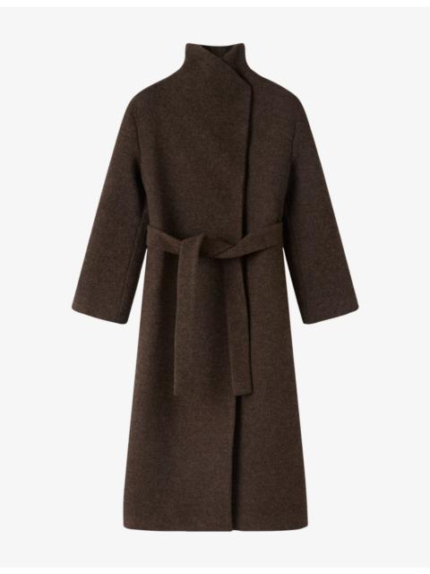 WHISTLES Morgana Funnel-Neck Wrap Wool Coat