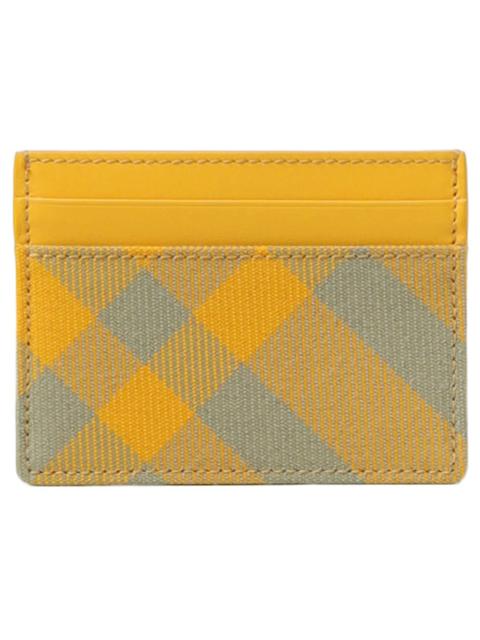 Burberry Burberry Sandon Check Fabric and Leather Card Holder Yellow/Grey