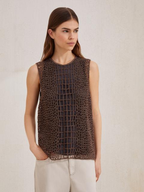 Brunello Cucinelli Mohair and wool precious croc embroidery top