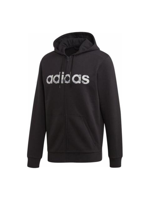 adidas Athleisure Casual Sports hooded Zipper Jacket Black EI9736