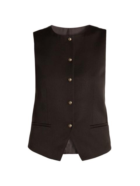 GIORGIO ARMANI Women's Wool Crewneck Vest - Dark Brown