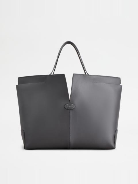 Tod's TOD'S DI BAG FOLIO IN LEATHER MEDIUM - GREY