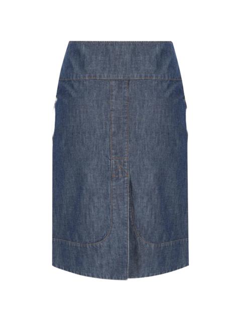FENDI Fendi Zip-fastening Leather-detail Denim Skirt