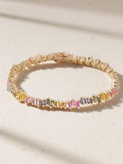 SUZANNE KALAN 18-karat rose-gold sapphire tennis bracelet Multi