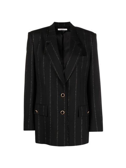 striped single-breasted blazer