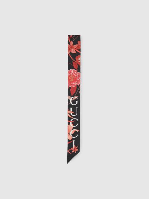 GUCCI Floral Gucci print silk neck bow