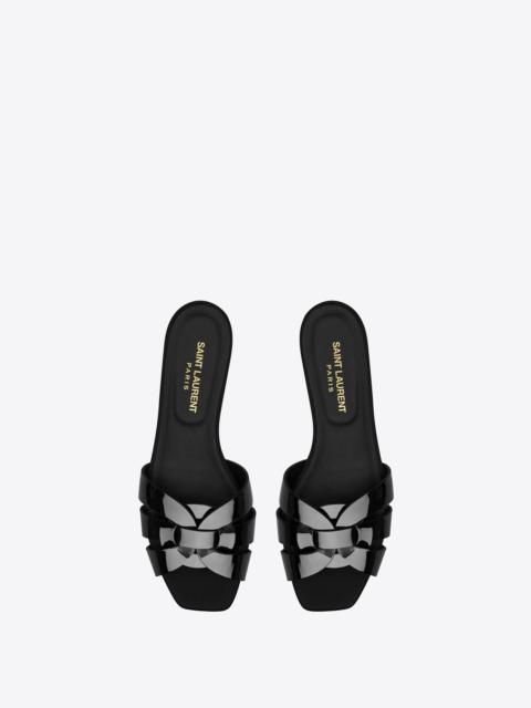 SAINT LAURENT TRIBUTE MULES IN PATENT LEATHER