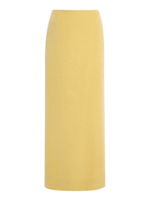COLLEEN ALLEN Slit-Detailed Cotton-Velvet Skirt yellow