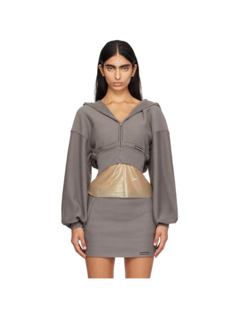 alexanderwang.t Taupe Cropped Zip Hoodie