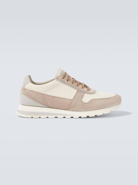 Brunello Cucinelli Suede-trimmed leather sneakers