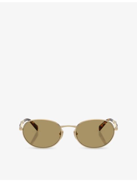 Prada PR D57S Oval-Frame Metal Sunglasses