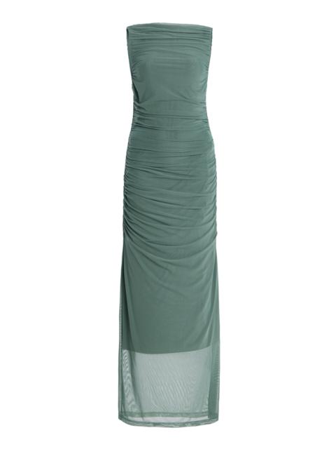 SIGNIFICANT OTHER Exclusive Whitney Ruched Mesh Midi Dress green