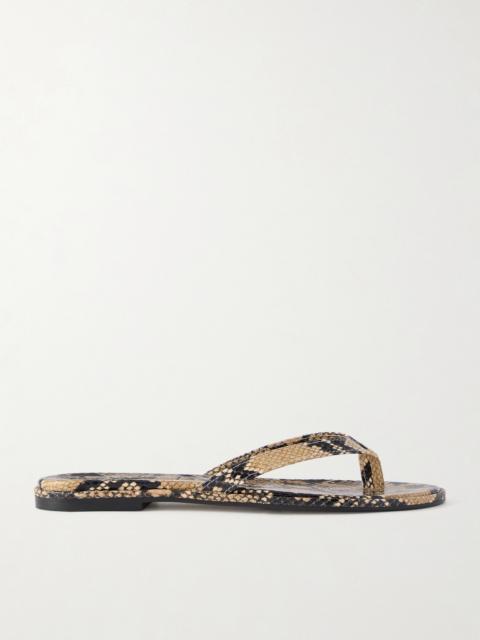 Aeyde Melody Snake-effect Leather Flip Flops