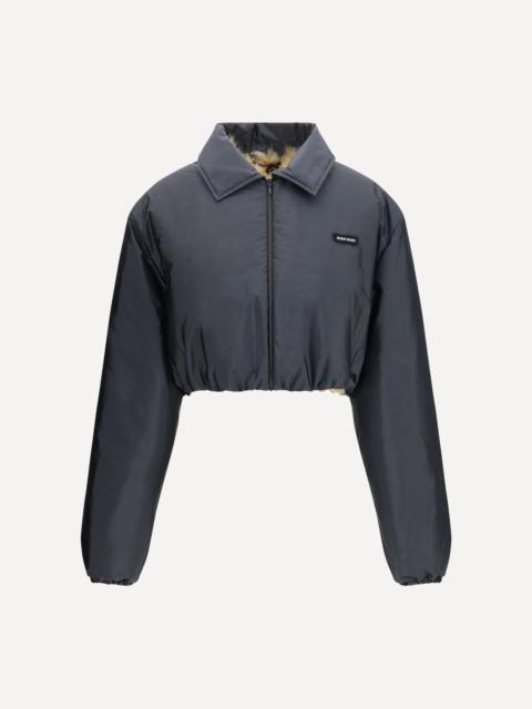 Miu Miu Technical fabric and shearling windbreaker Jacket